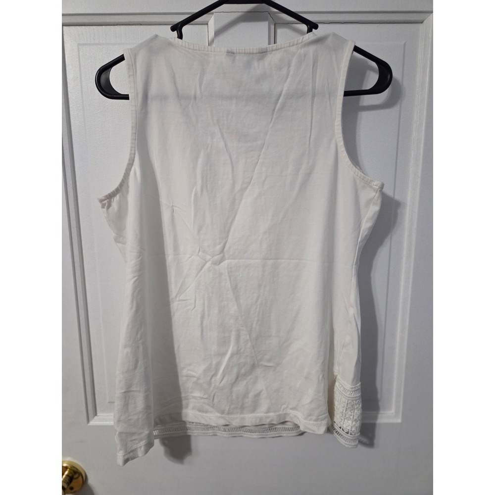 Tommy Hilfiger Eyelet Lace Tank Top Womens Medium White Boho Cottagecore - Picture 4 of 4